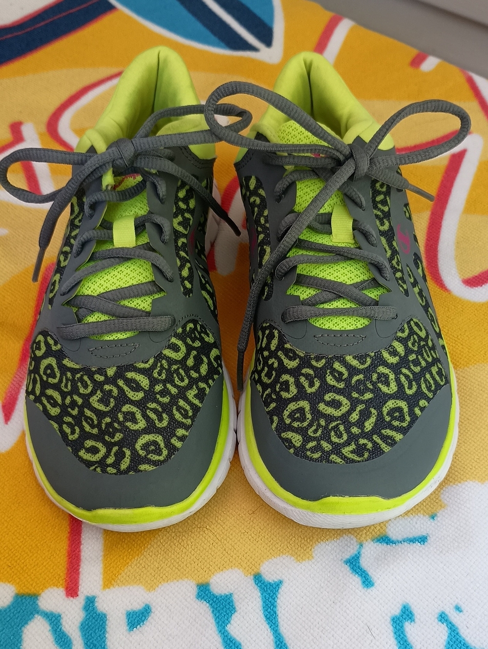 Champion Neon Leopard Green and Gray Athletic Sneakers
